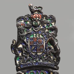 Charles II Style Armorial Firedogs, Brass & Cast Iron, England, 1890
