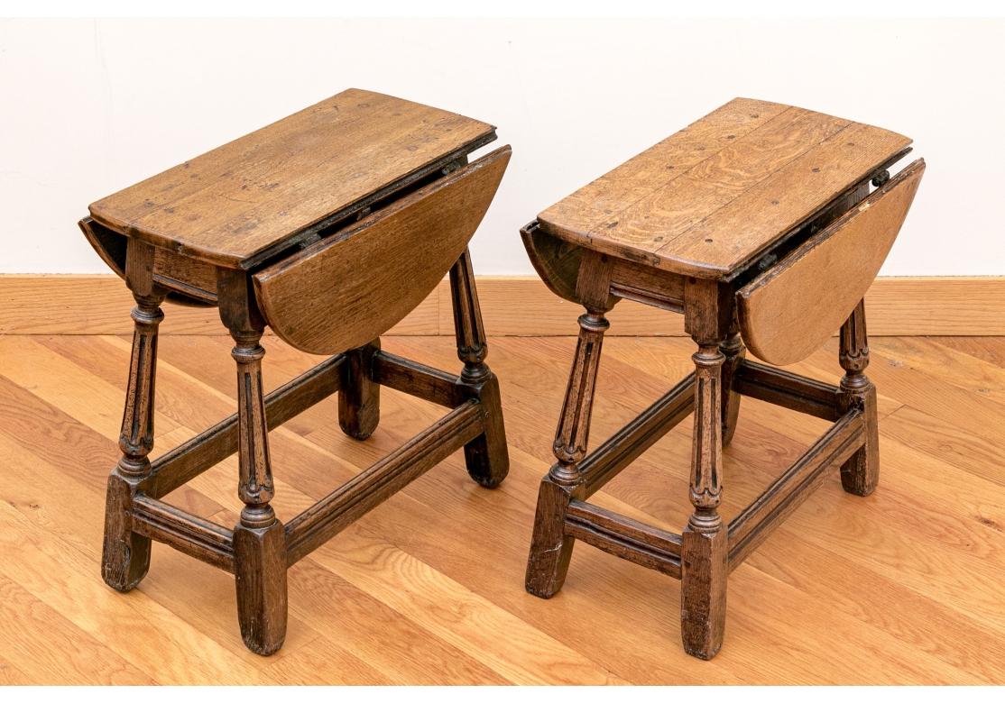 English Pair Of Charles II Style Diminutive Drop Leaf Tables For Sale