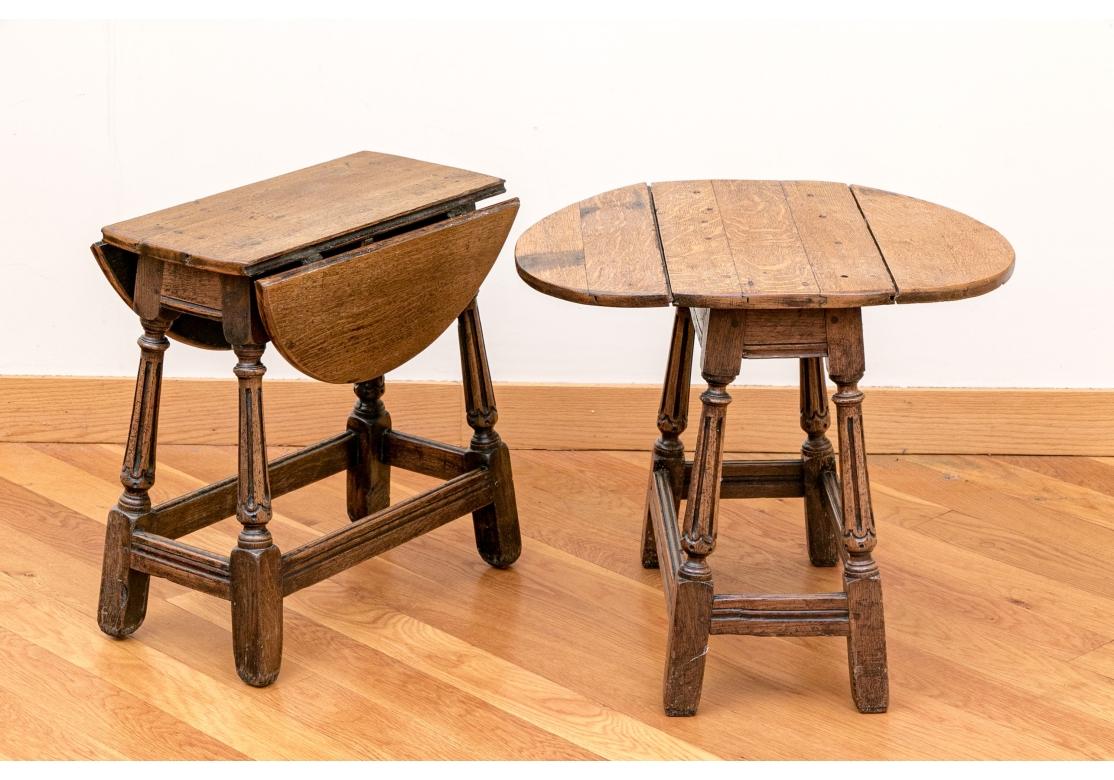 20th Century Pair Of Charles II Style Diminutive Drop Leaf Tables For Sale