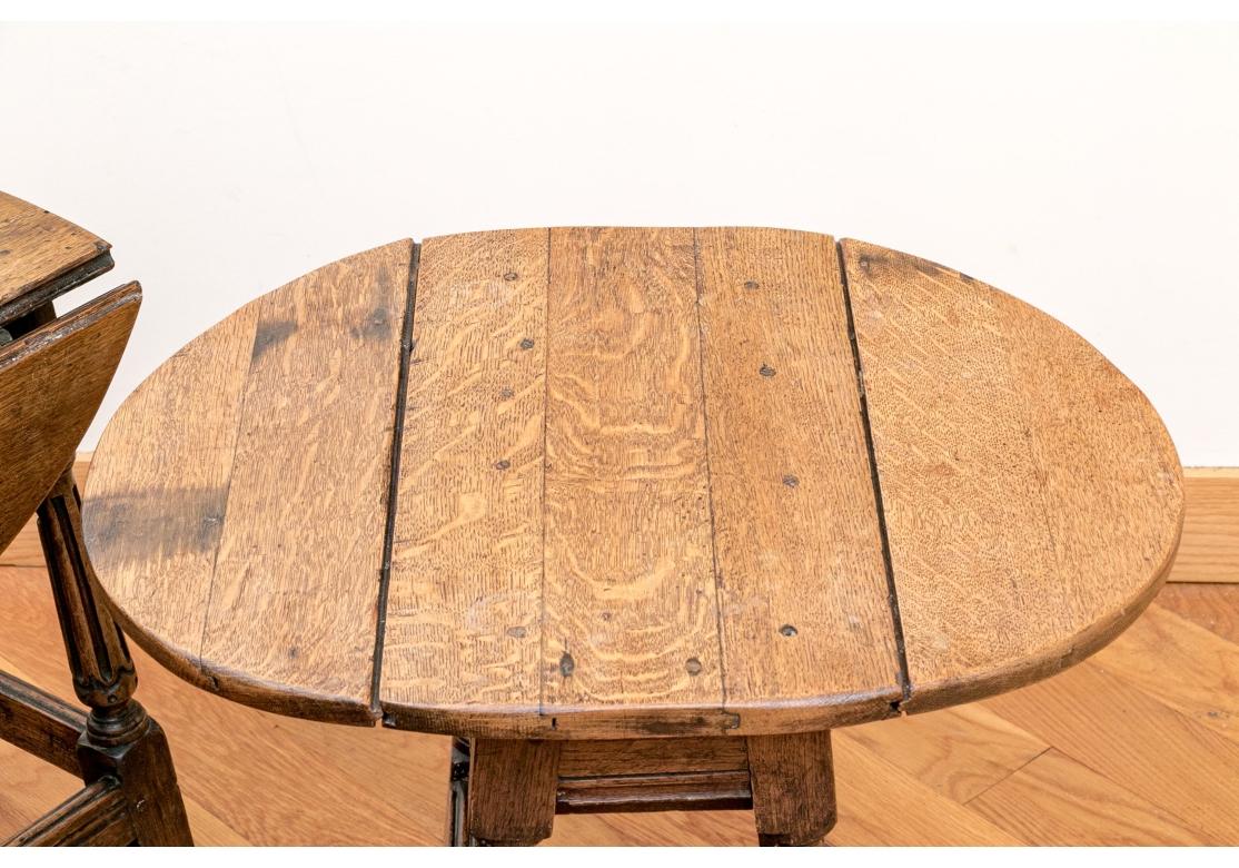 Oak Pair Of Charles II Style Diminutive Drop Leaf Tables For Sale