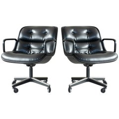 Pair of Charles Pollock Executive Chairs in Leather for Knoll International