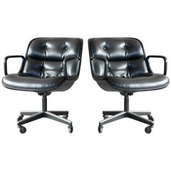 Pair of Charles Pollock Executive Chairs in Leather for Knoll International