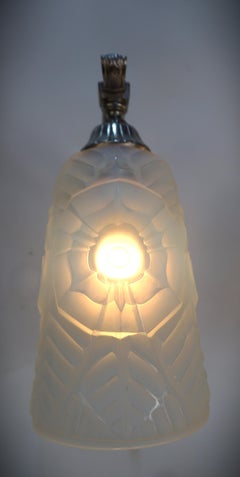 Pair of Charles Ranc Opaline Glass Art Deco Wall Sconces