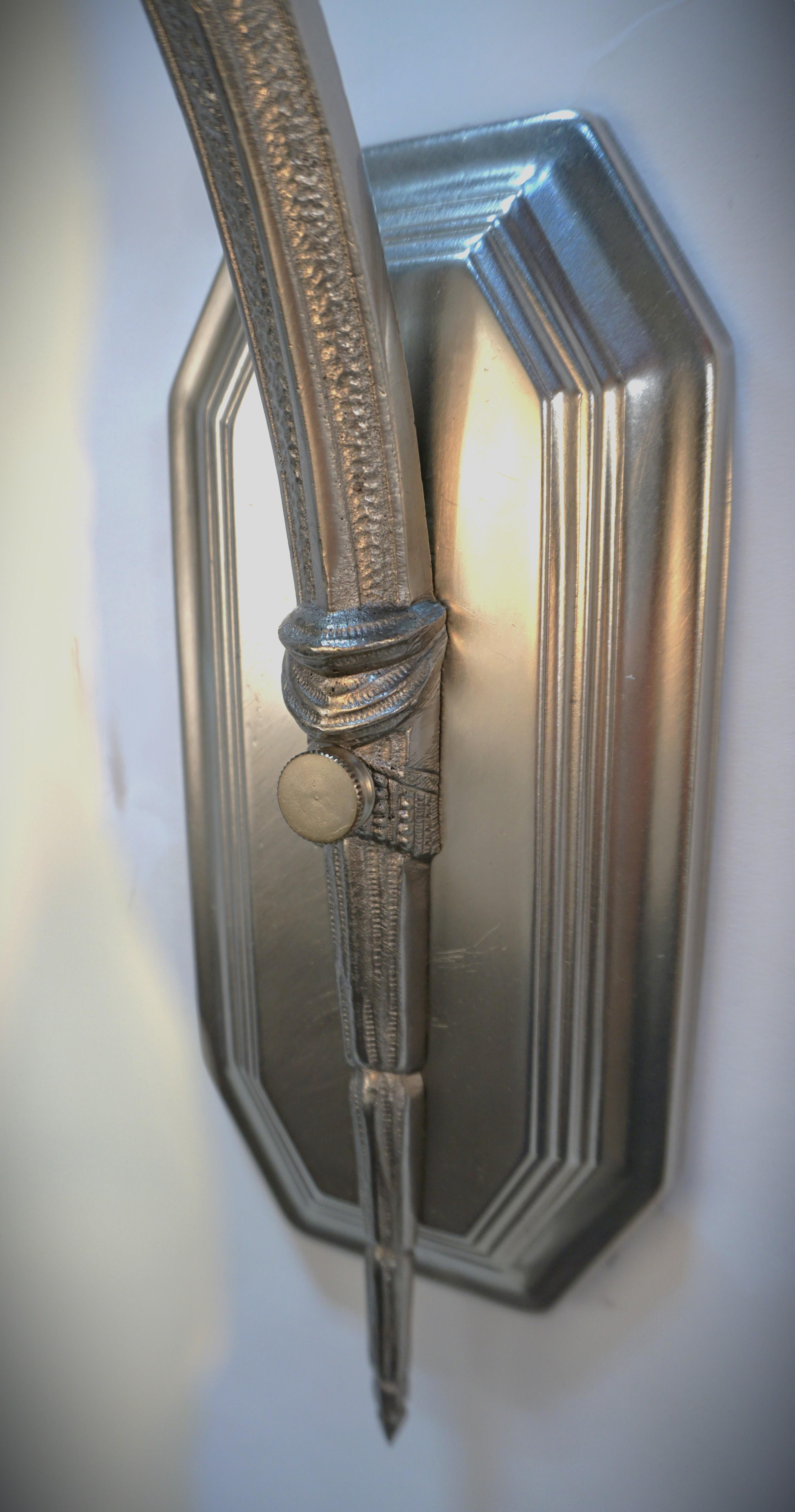 Pair of Charles Ranc Opaline Glass Art Deco Wall Sconces For Sale 3