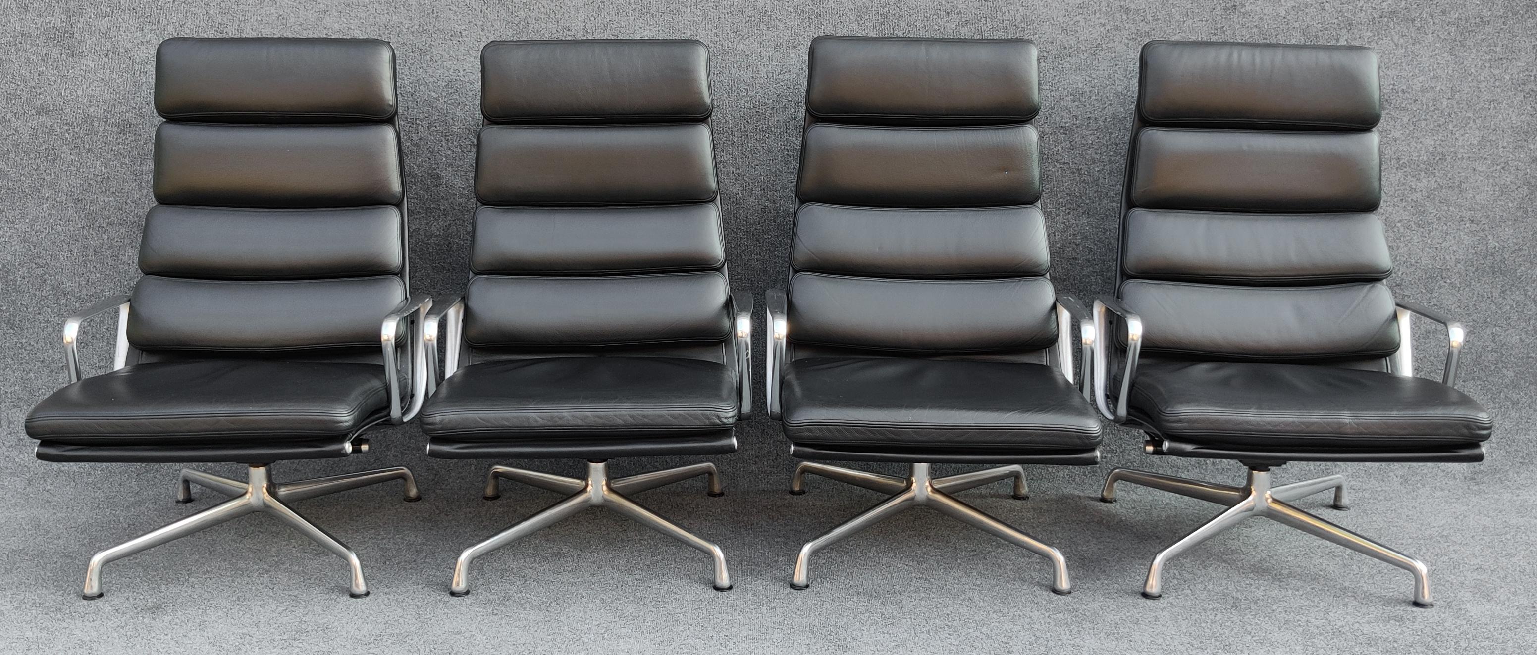 Pair of Charles & Ray Eames Herman Miller Black Leather 