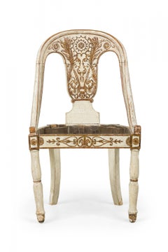 Pair of Charles X 19th Century Painted Giltwood Dining Chair Frames