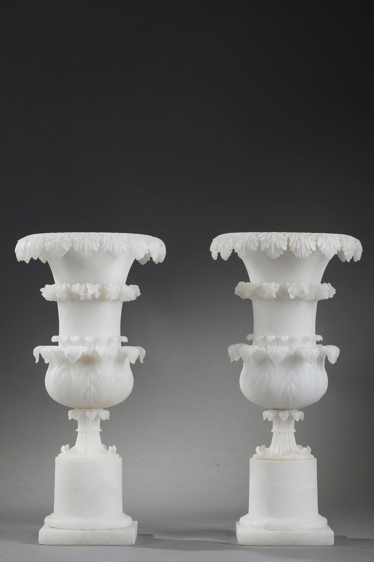 French Pair of Charles X Alabaster Vases