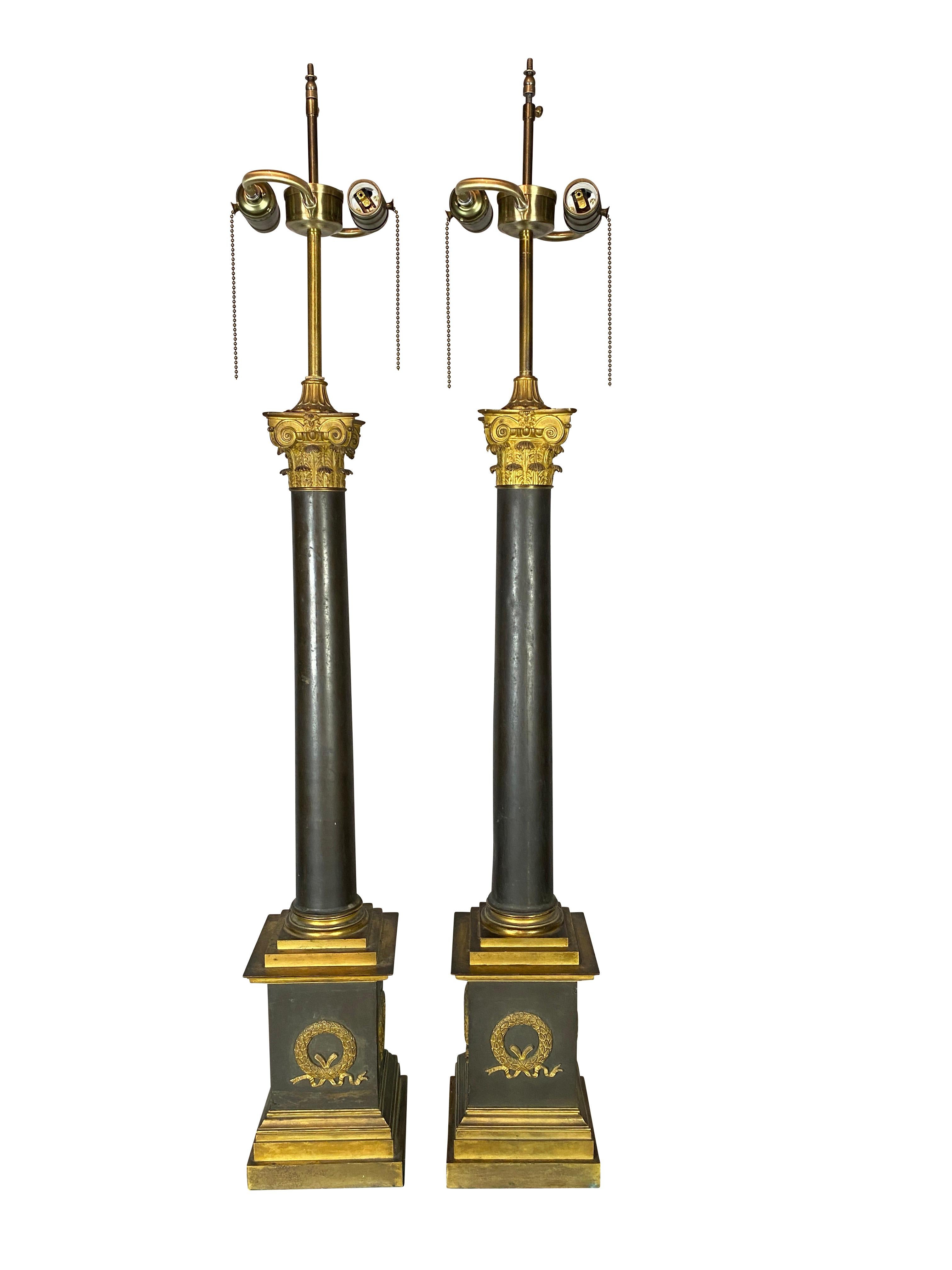 French Pair of Charles X Bronze Table Lamps