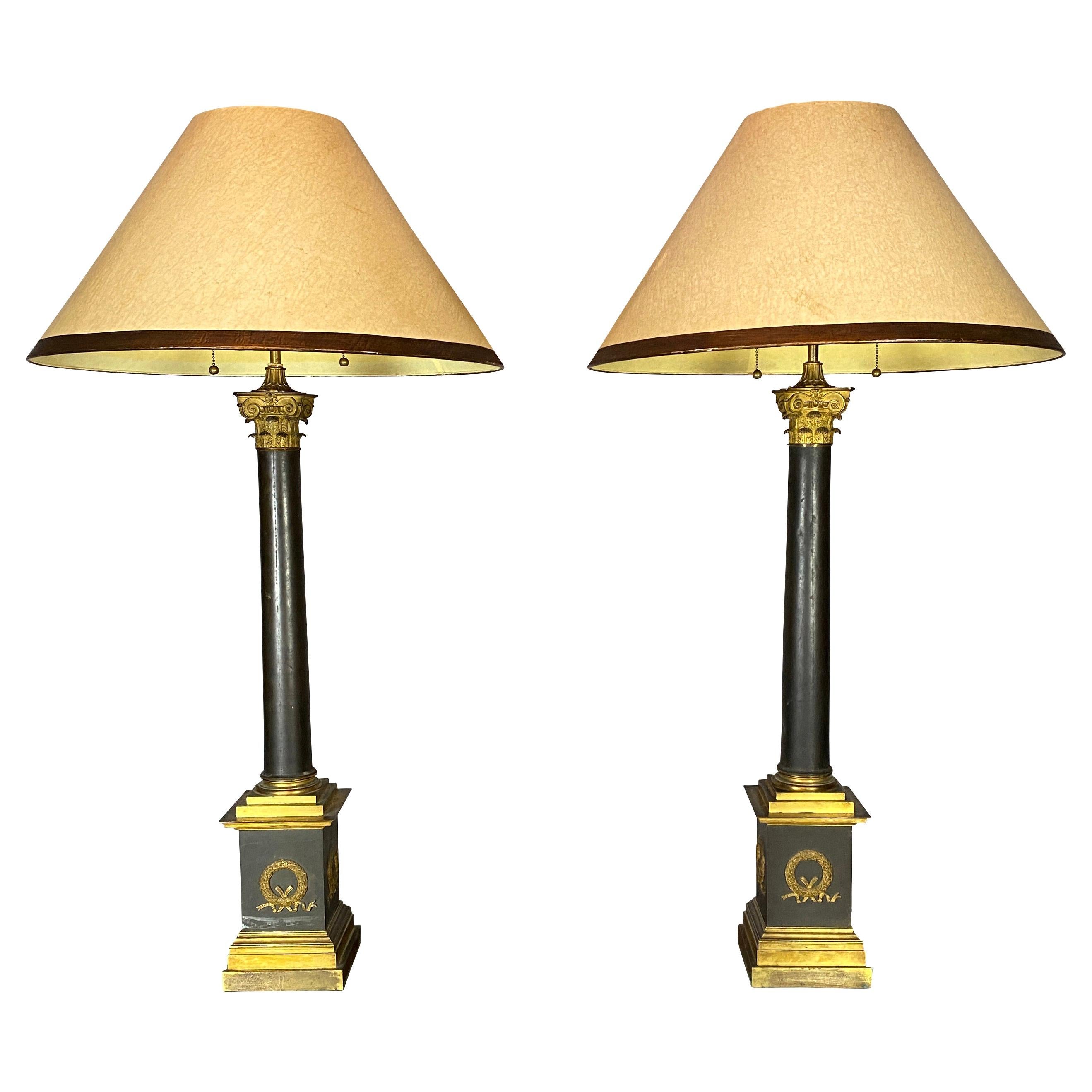 Pair of Charles X Bronze Table Lamps