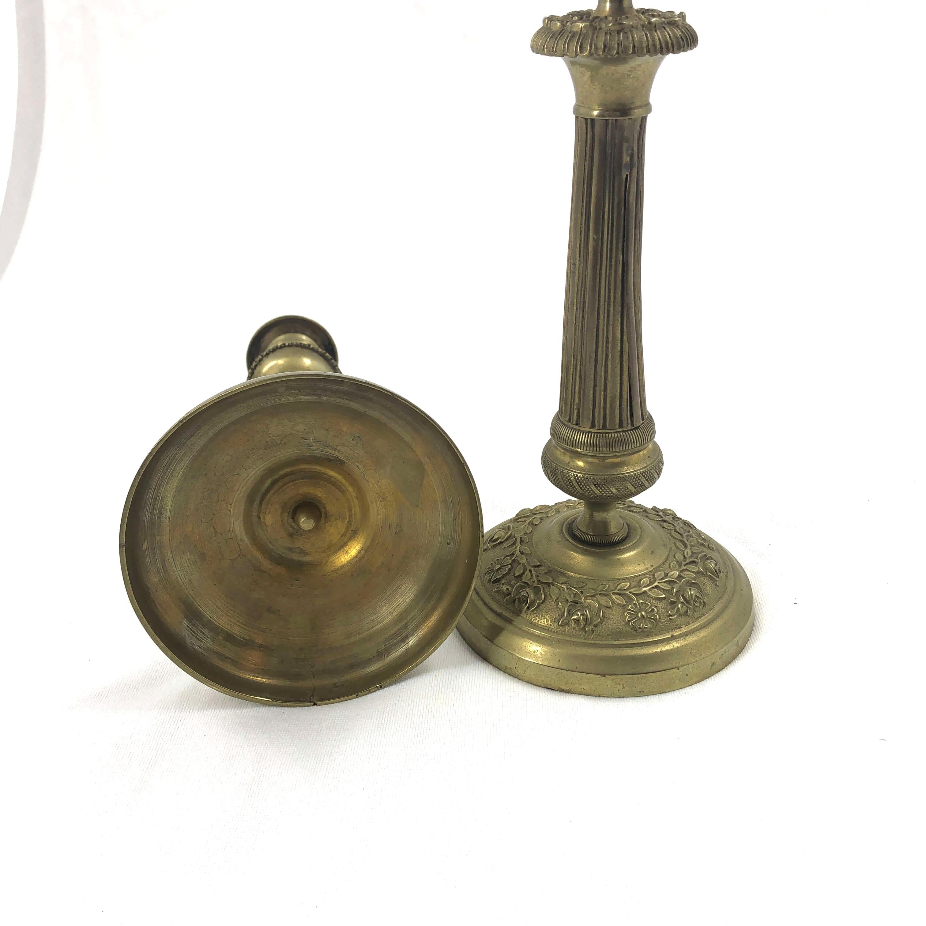 Pair of Charles X Candlesticks In Distressed Condition In Westwood, NJ