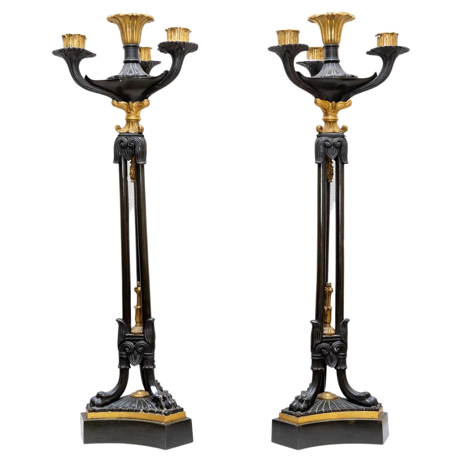 Pair of Charles X, Candlesticks, France, C. 1835 For Sale