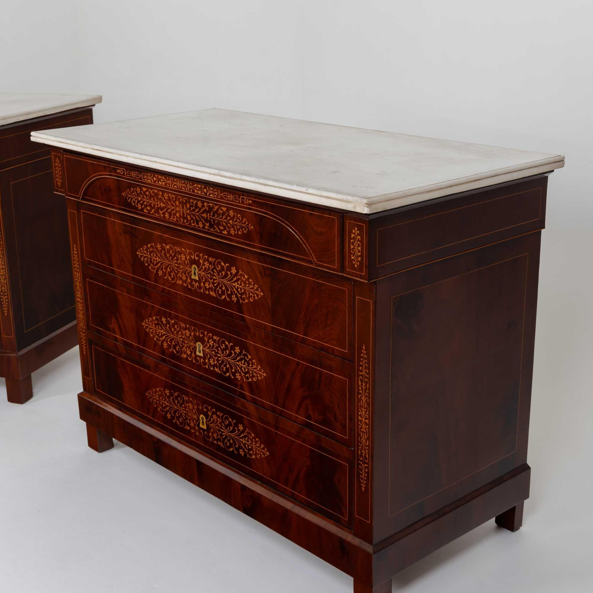 Pair of Charles X Chests of Drawers with Marble Tops, circa 1830 In Good Condition For Sale In Greding, DE