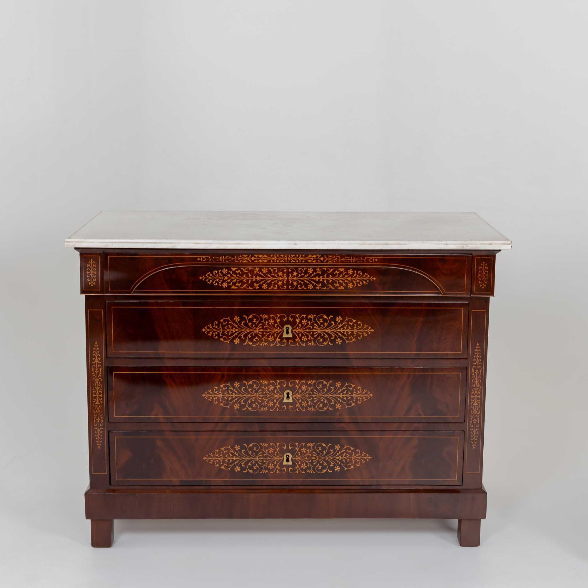 Pair of Charles X Chests of Drawers with Marble Tops, circa 1830 For Sale 1