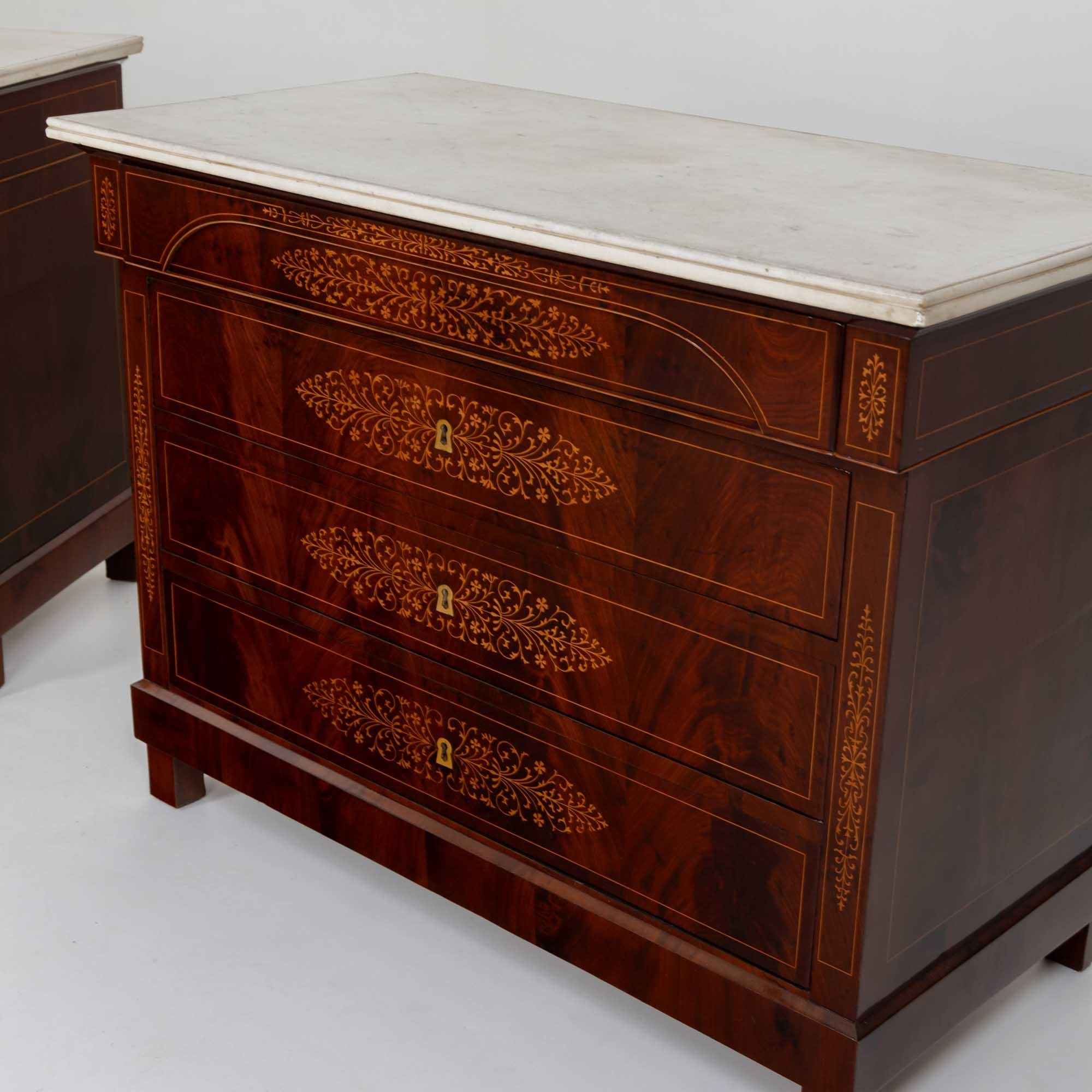 Pair of Charles X Chests of Drawers with Marble Tops, circa 1830 For Sale 2