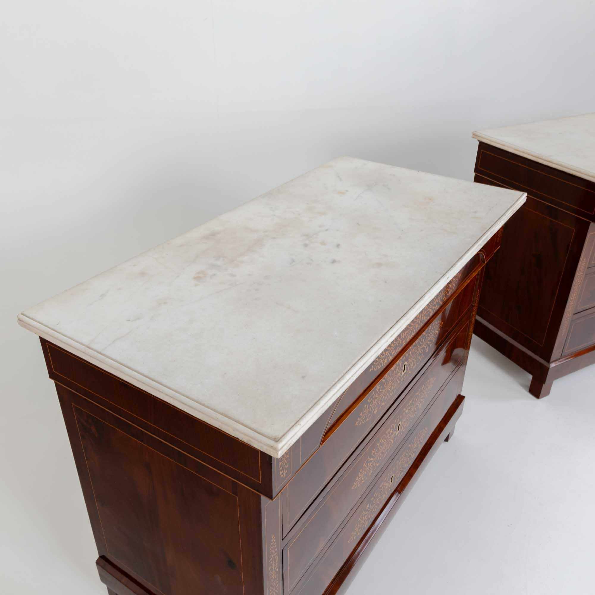 Pair of Charles X Chests of Drawers with Marble Tops, circa 1830 For Sale 4