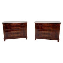 Pair of Charles X Chests of Drawers with Marble Tops, circa 1830