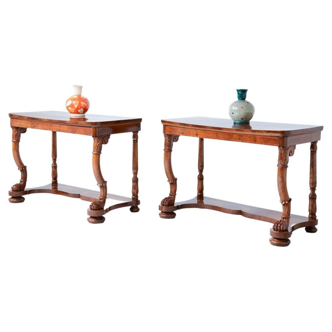 Pair of Charles X console tables   