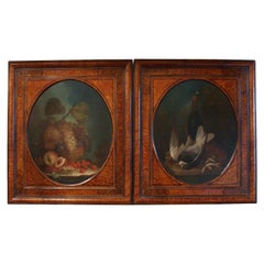 Pair of Charles X French Nature Morte Oil on Canvas