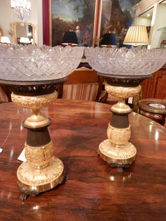 Pair of Charles X Gilt Bronze and Patinated Bronze Tazzas