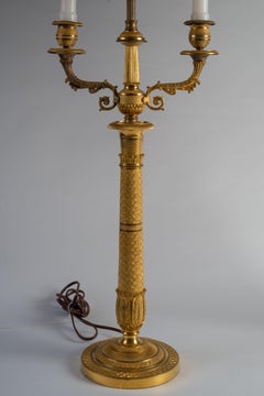 Pair of Charles X Gilt Bronze Candelabra Mounted as Lamps