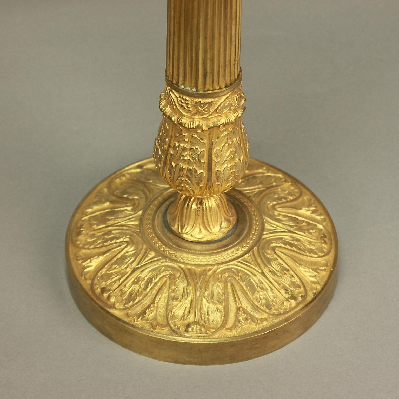 Pair of French Early 19th Century Charles X Gilt-Bronze Candlesticks, circa 1825 2