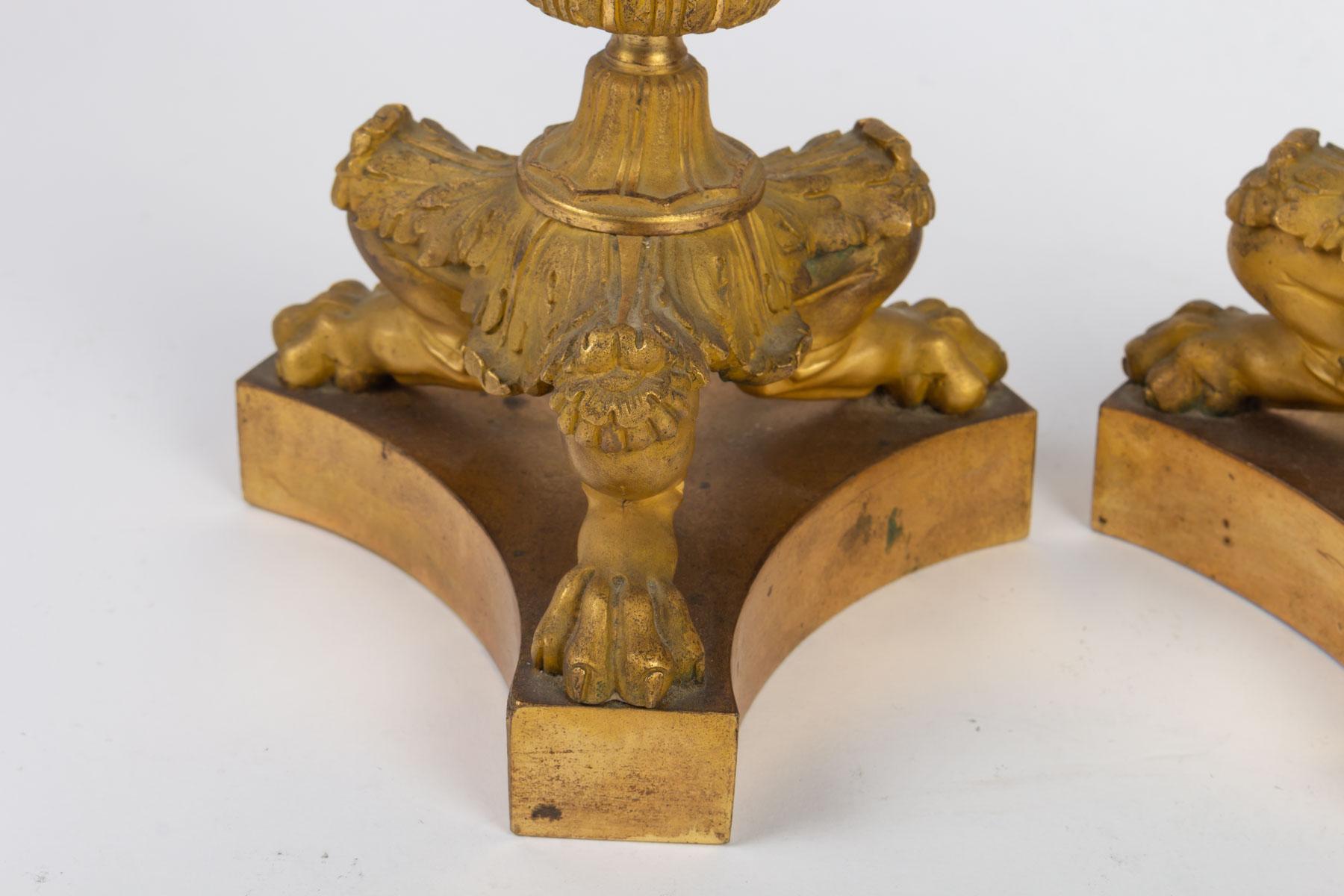 Pair of Charles X Lavender Colored Candleholders In Good Condition For Sale In Saint-Ouen, FR