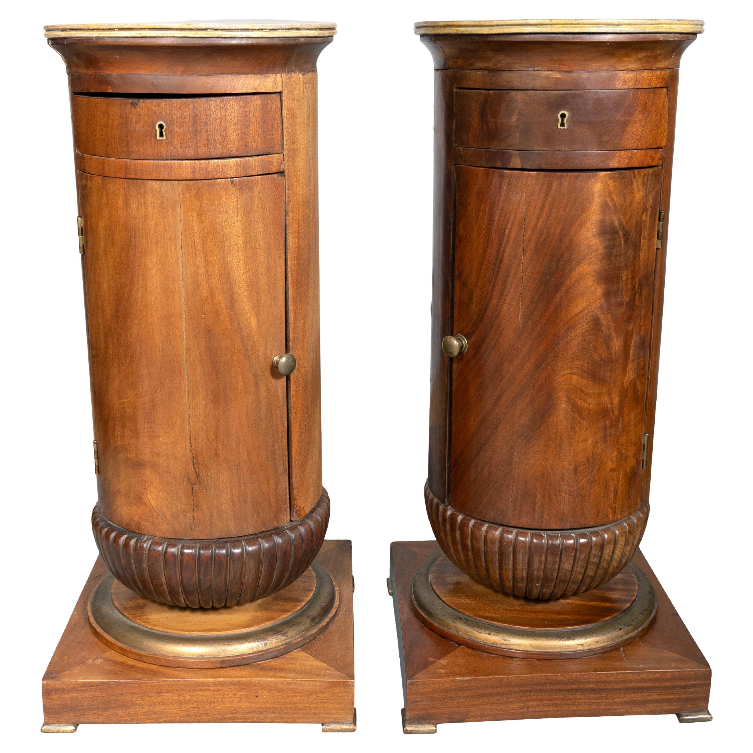 Pair Of Charles X Mahogany Pedestal Cabinets For Sale