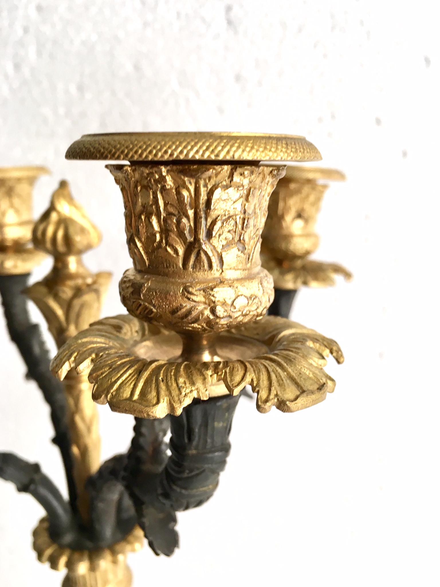 French Pair of Charles X Ormolu and Bronze Candelabra