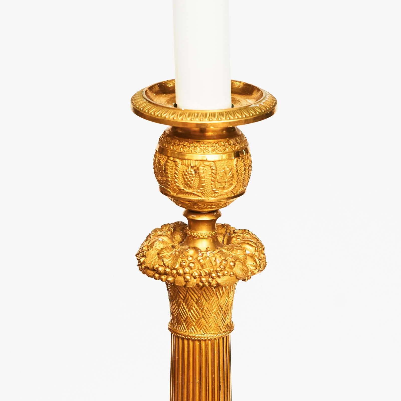 Pair of Charles X Ormolu Candlesticks, circa 1820s In Excellent Condition In Kastrup, DK