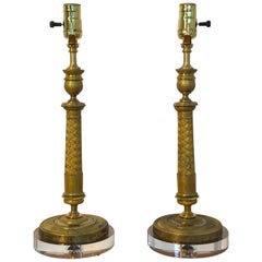 Pair of Charles X Ormolu Candlesticks, Now as Lamps