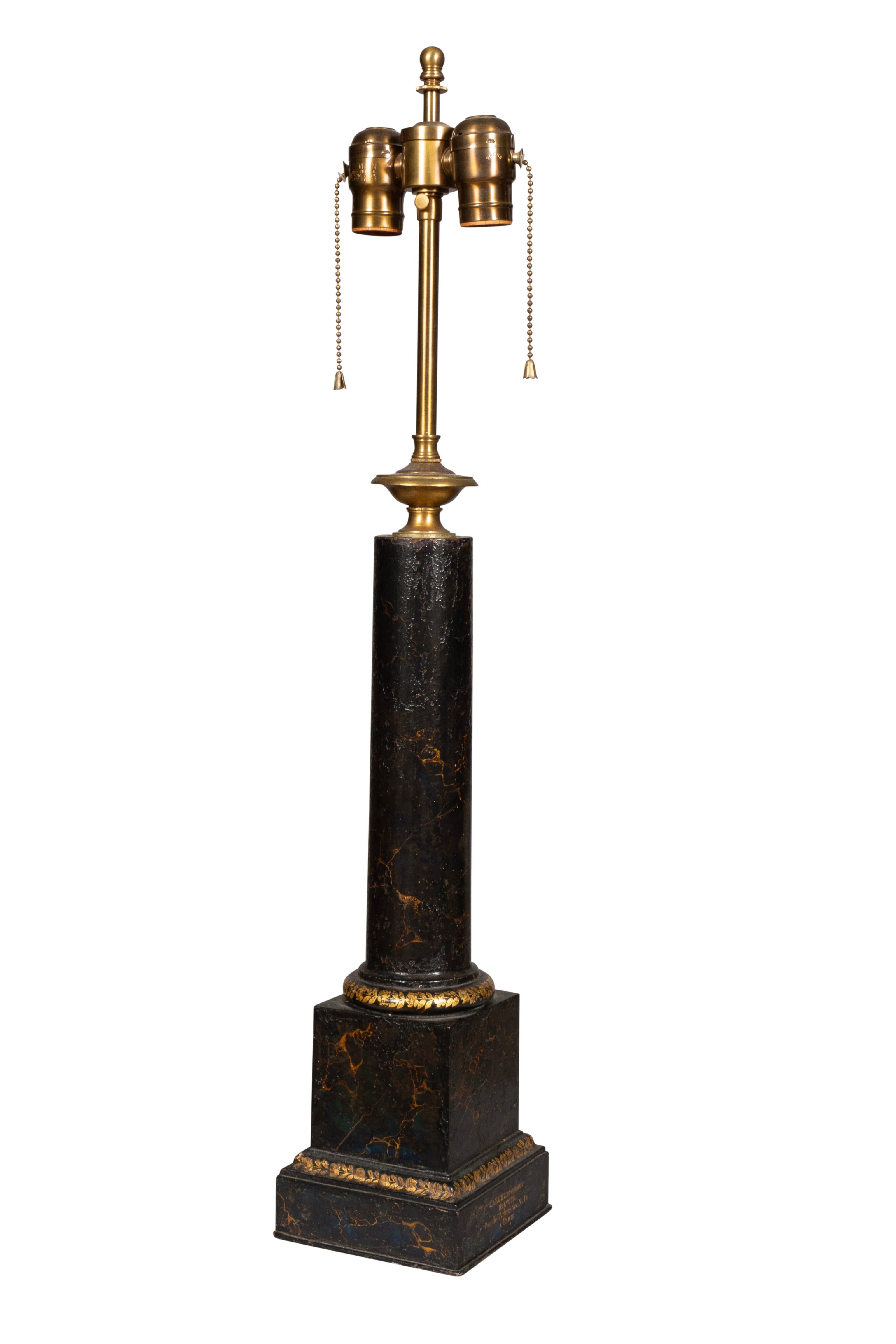 Pair Of Charles X Painted Tole Lamps Signed Carcel, Paris 6