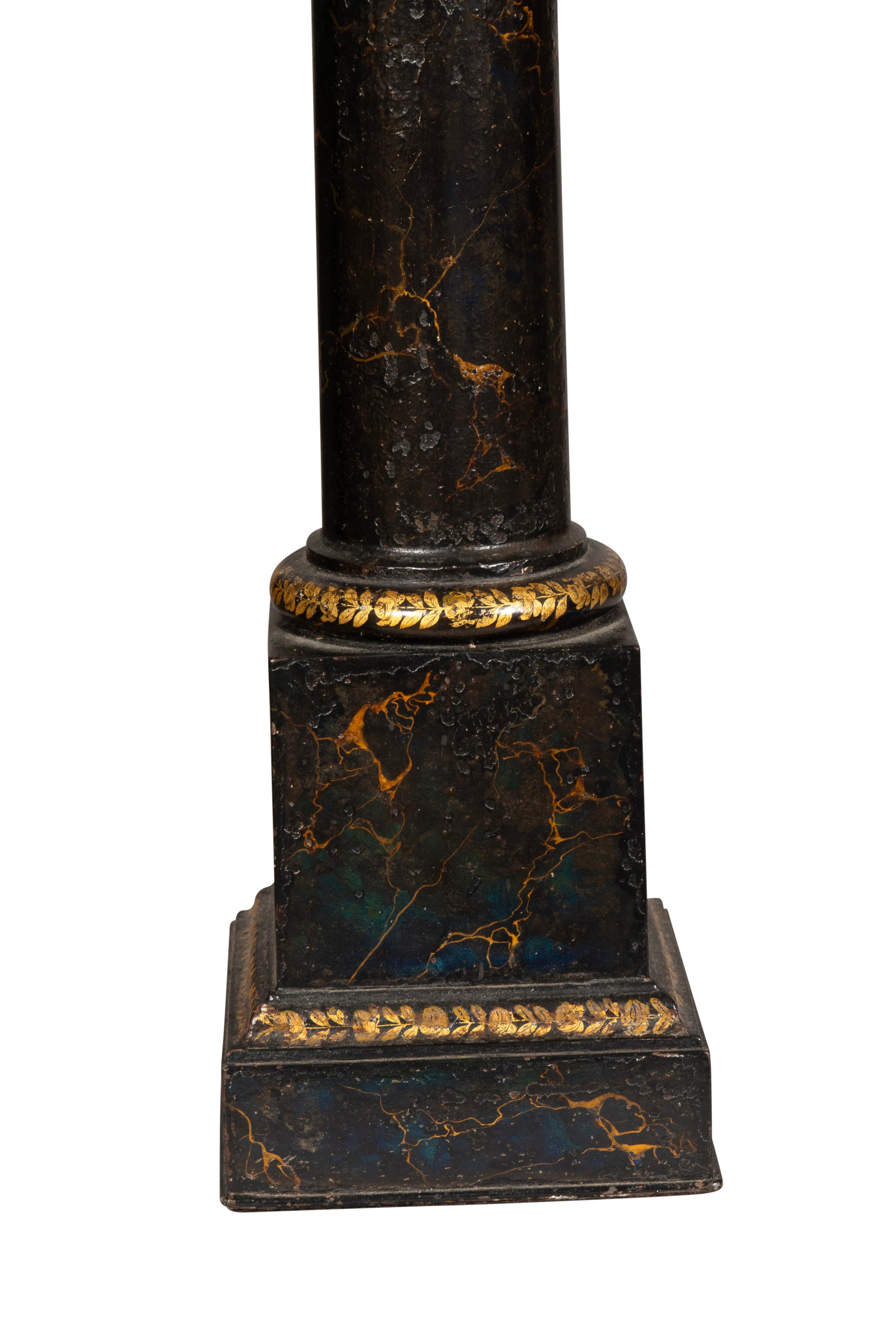 Hand-Painted Pair Of Charles X Painted Tole Lamps Signed Carcel, Paris