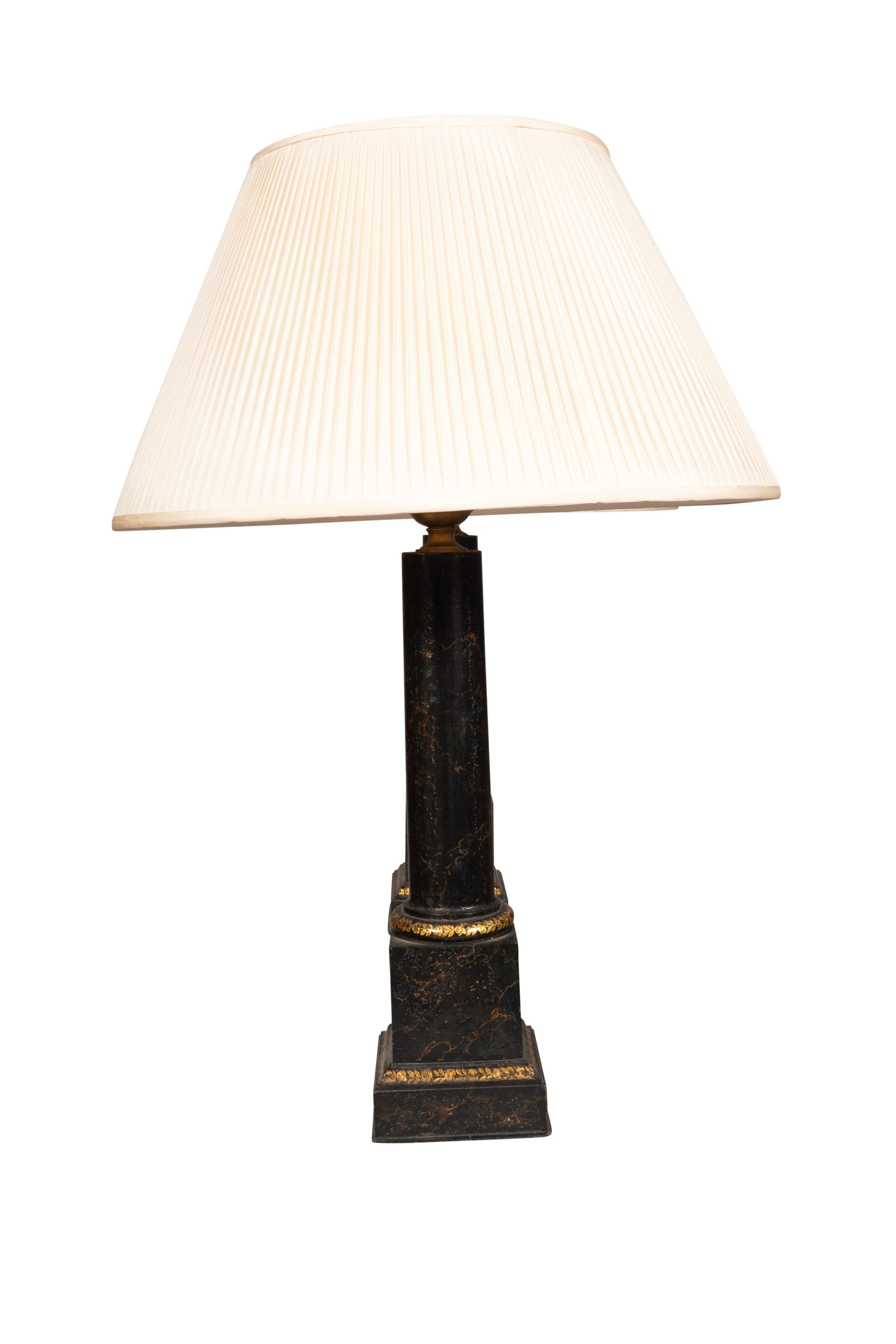 Early 19th Century Pair Of Charles X Painted Tole Lamps Signed Carcel, Paris