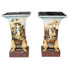 Pair Of Charles X Painted Tole Vases