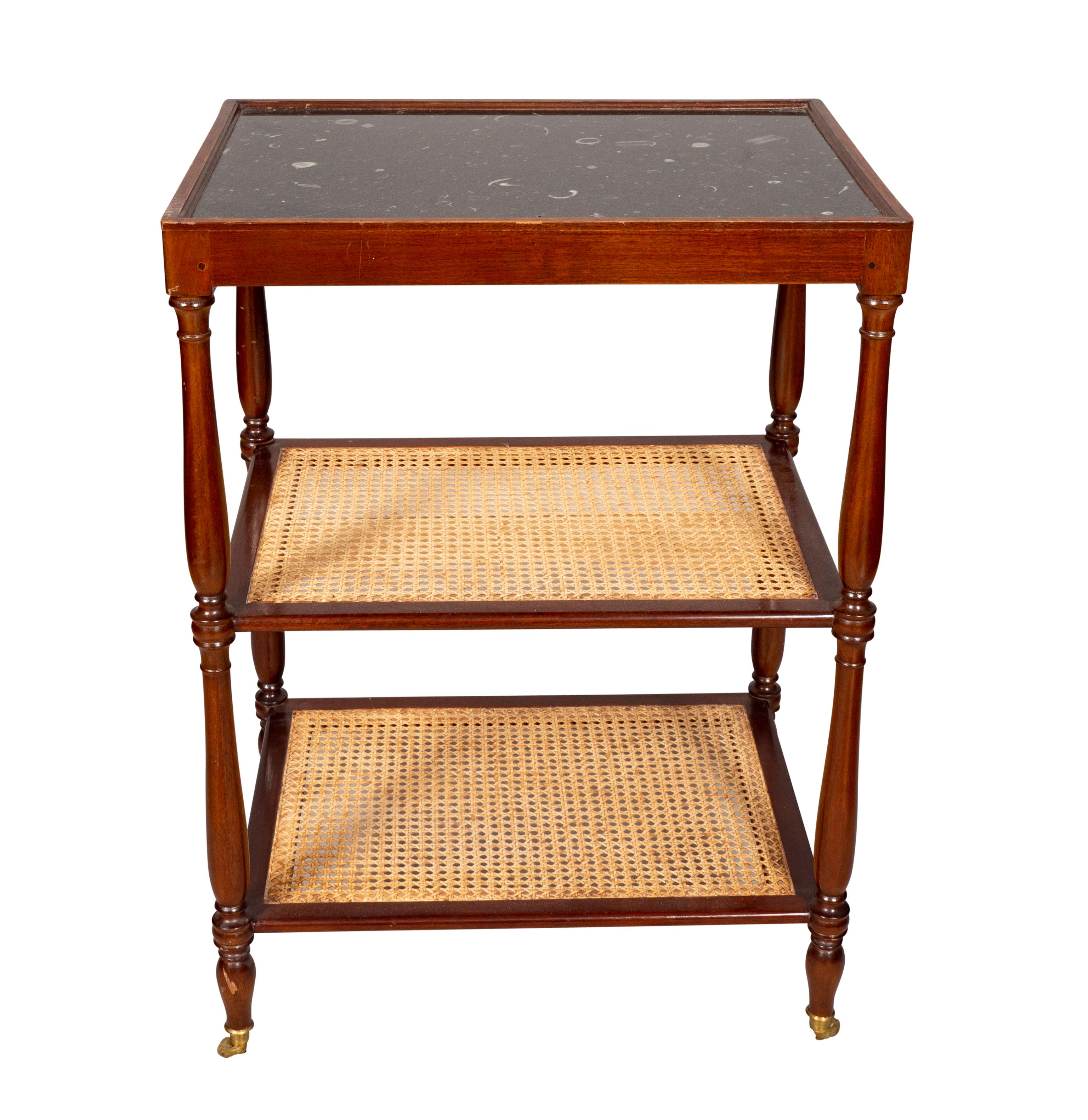 Cane Pair of Charles X Style Mahogany Tables For Sale