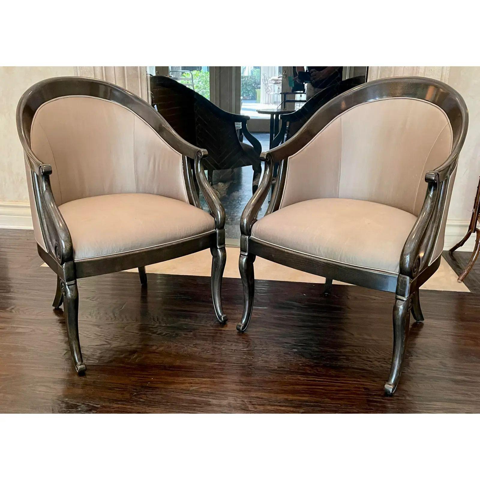 Art Deco Pair of Charles X Style Tub Chairs, 1990s