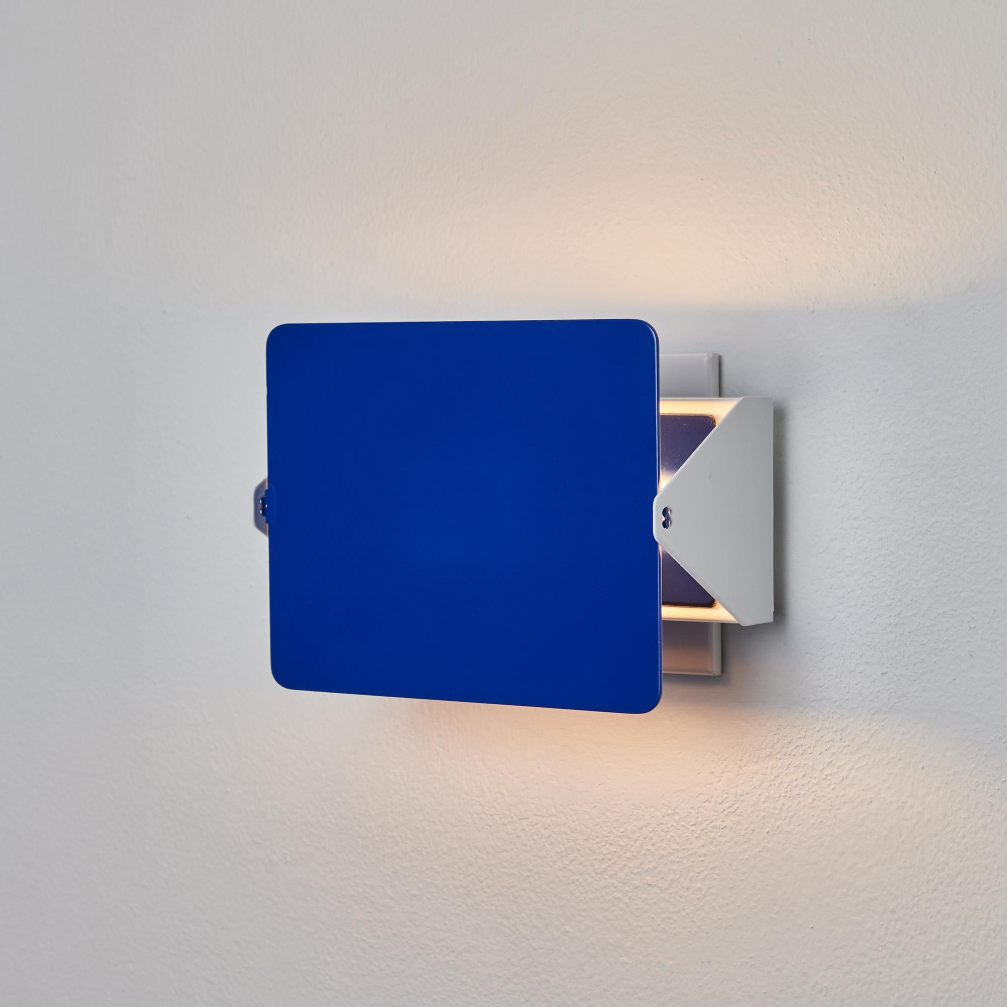 Painted Pair of Charlotte Perriand 'Applique Á Volet Pivotant' Wall Lights in Blue For Sale