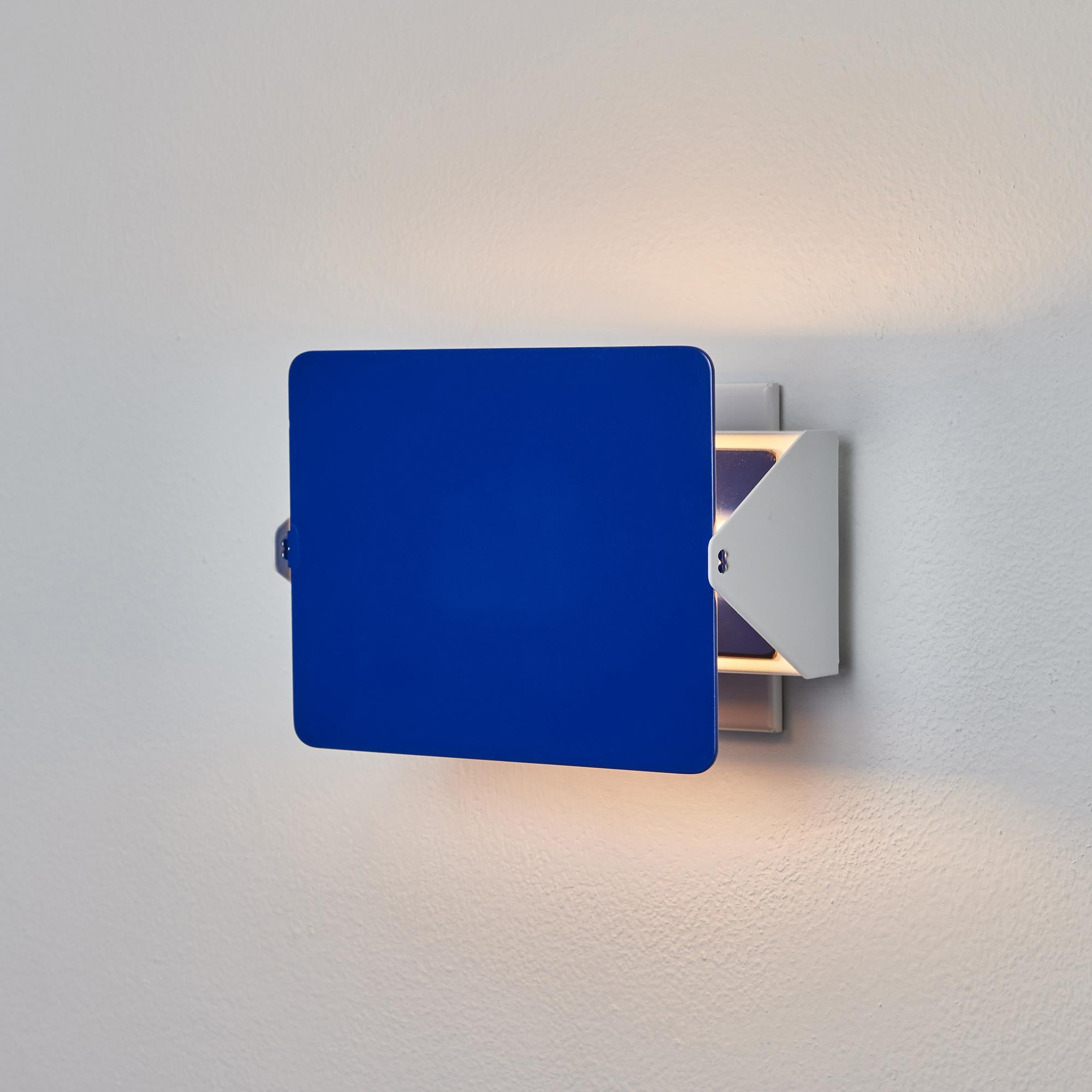 Painted Pair of Charlotte Perriand 'Applique à Volet Pivotant' Wall Lights in Blue For Sale