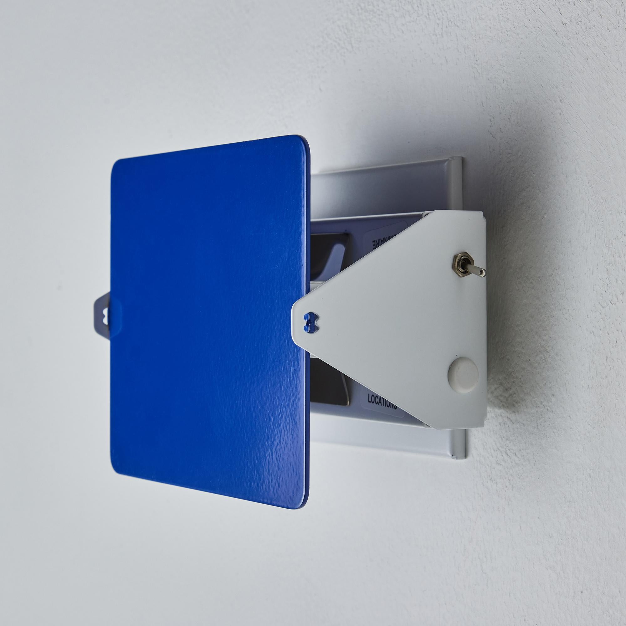 Steel Pair of Charlotte Perriand 'Applique Á Volet Pivotant' Wall Lights in Blue For Sale