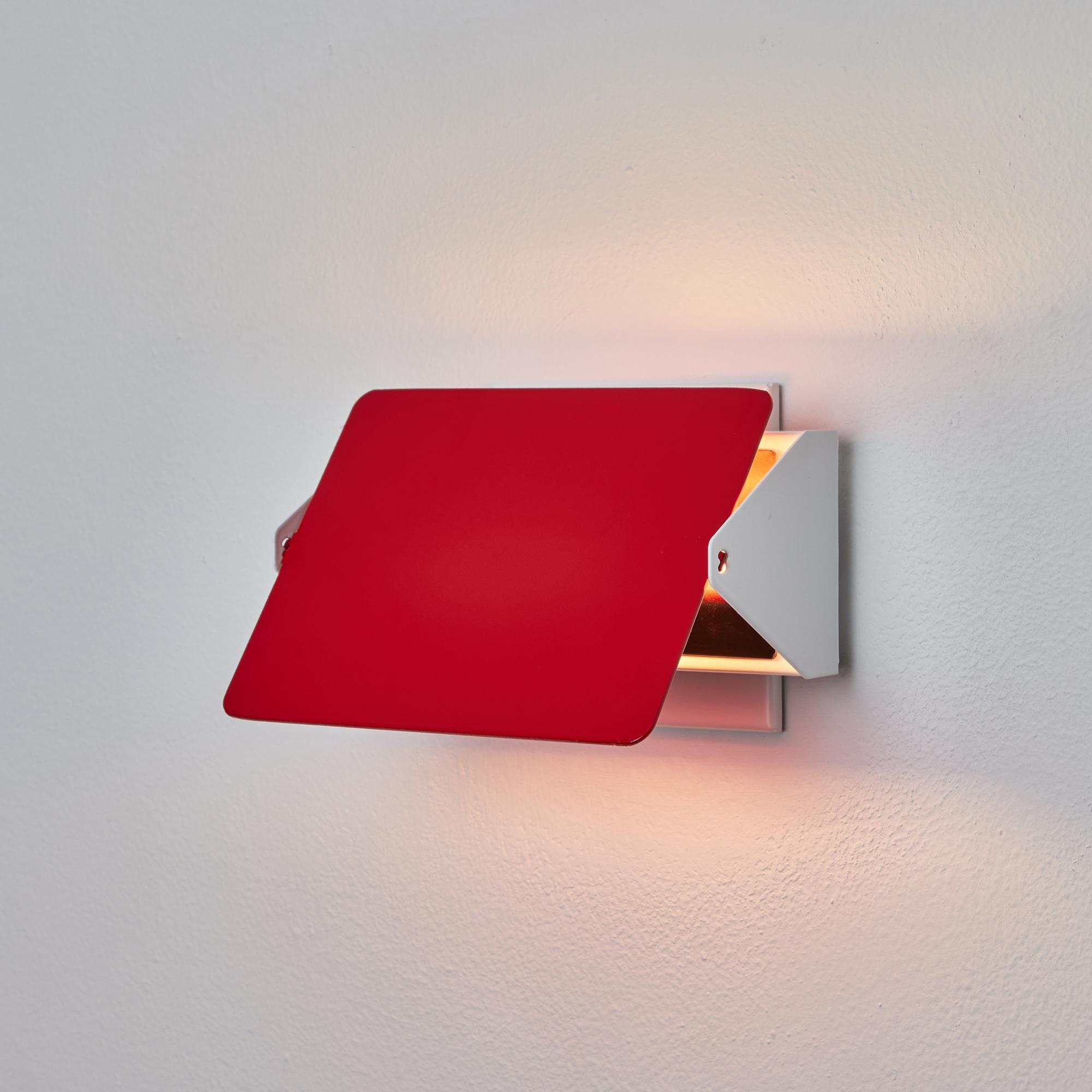 Pair of Charlotte Perriand 'Applique Á Volet Pivotant' Wall Lights in Red In New Condition For Sale In Glendale, CA
