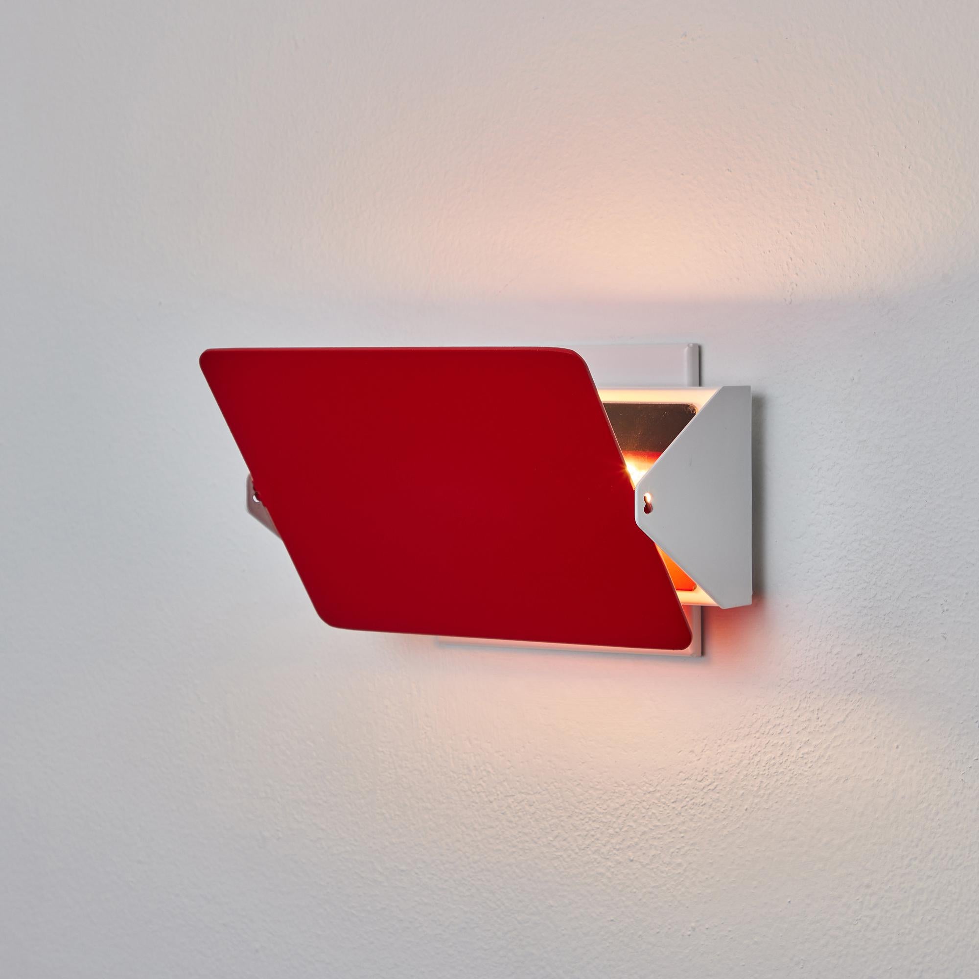 Contemporary Pair of Charlotte Perriand 'Applique Á Volet Pivotant' Wall Lights in Red For Sale
