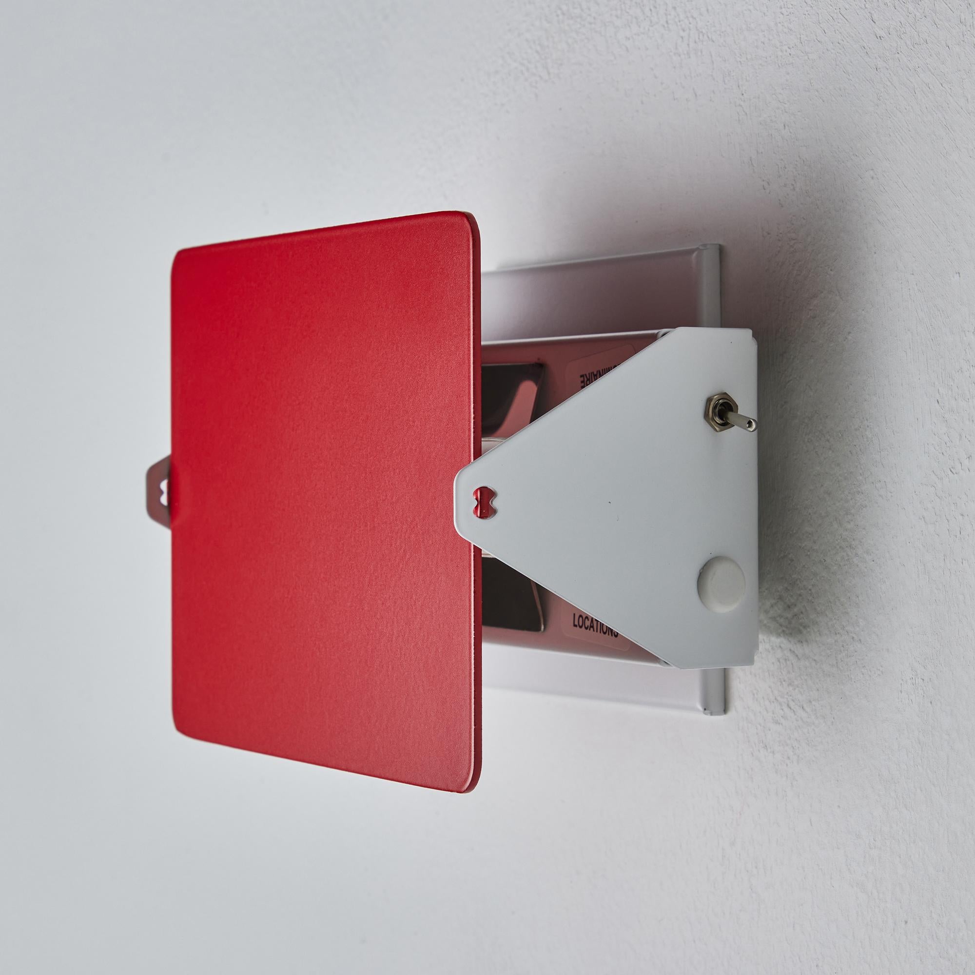 Metal Pair of Charlotte Perriand 'Applique Á Volet Pivotant' Wall Lights in Red For Sale