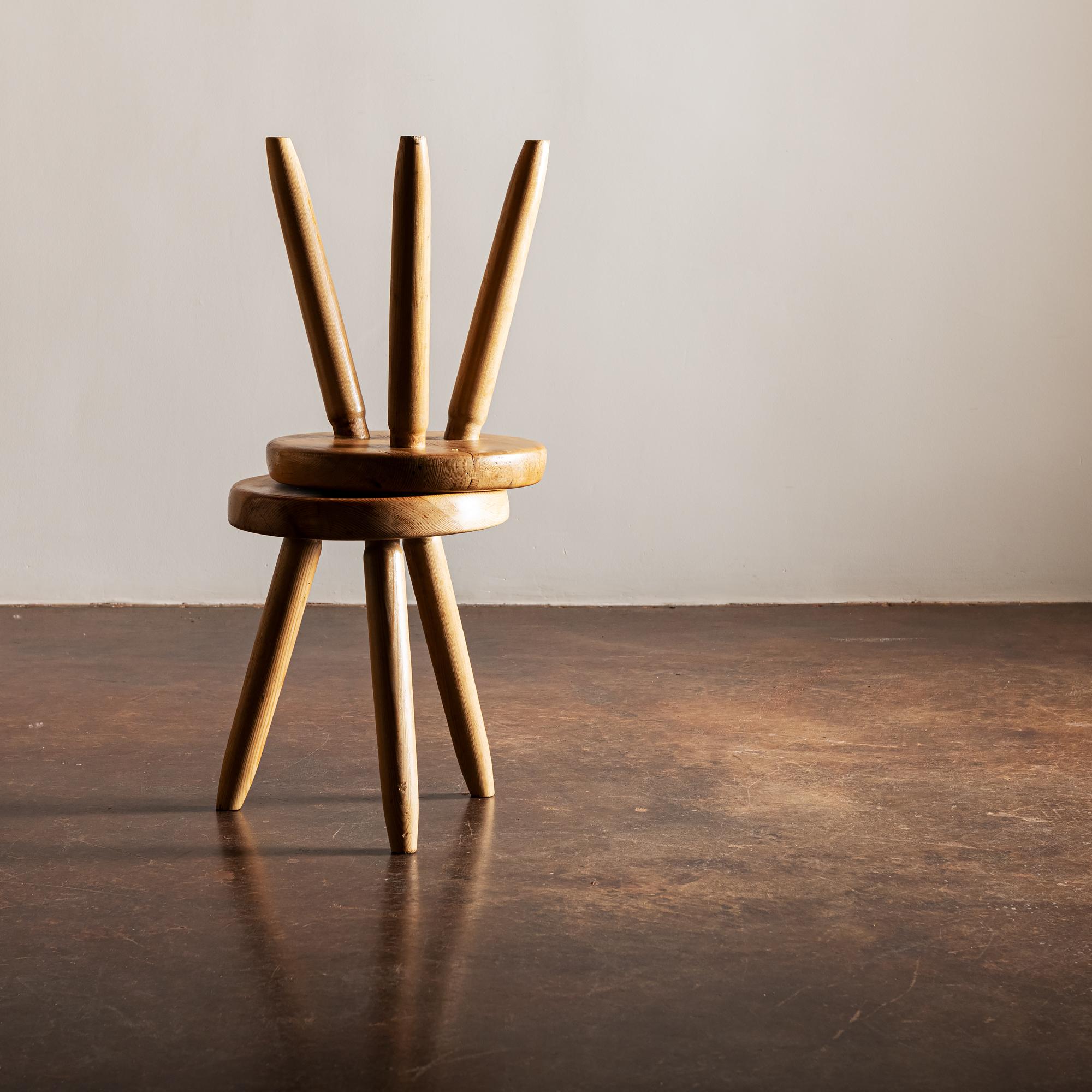 Pair of Charlotte Perriand Berger Stools in Ash, France, 1950s 10