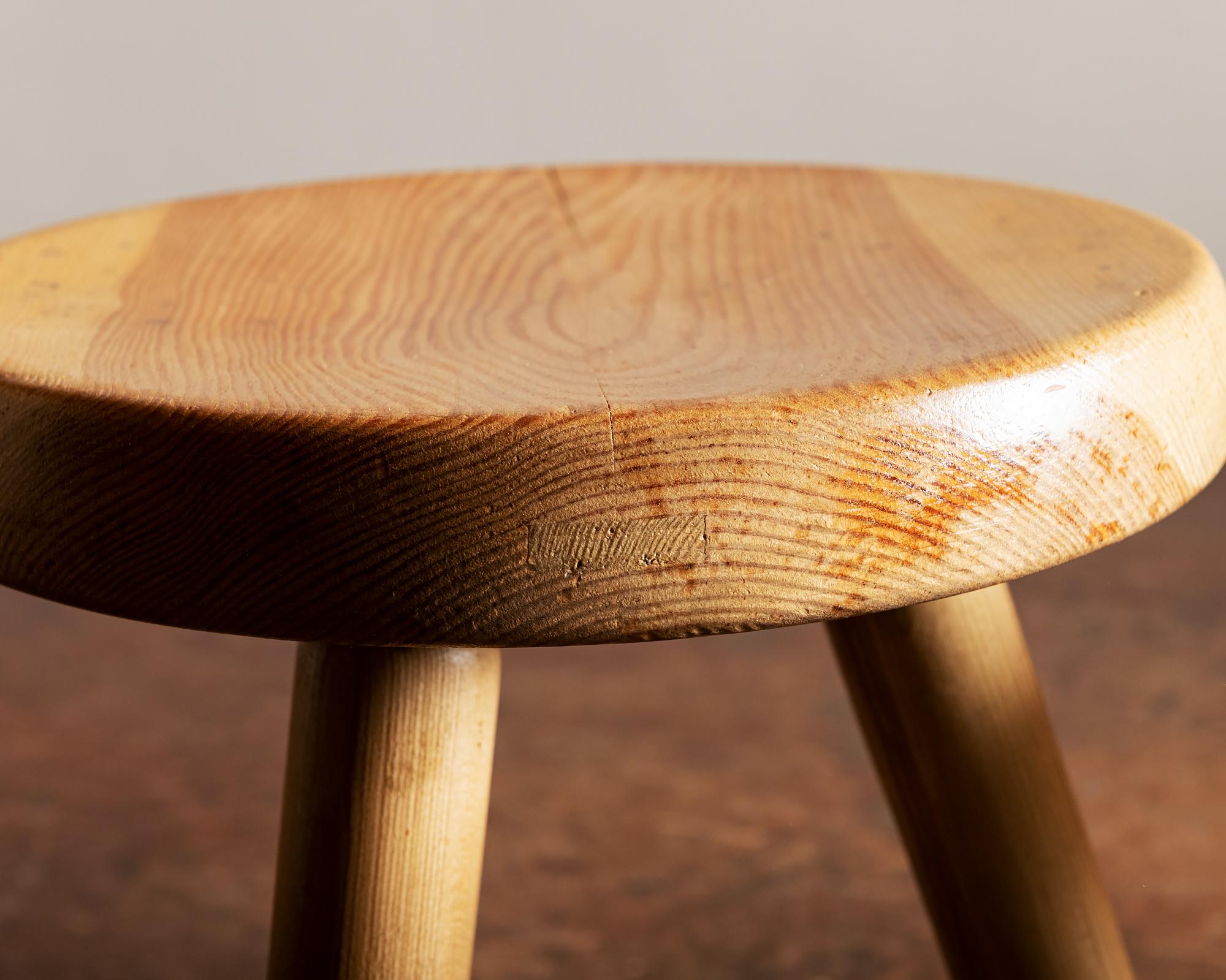 Pair of Charlotte Perriand Berger Stools in Ash, France, 1950s In Good Condition In Sylacauga, AL