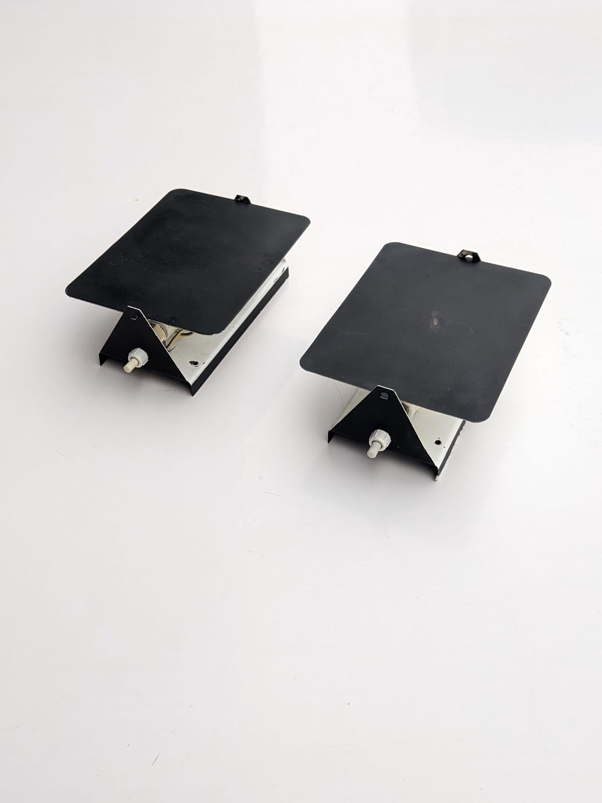 French Pair of Charlotte Perriand CP1 Black Metal Sconces, France, Late 1960s