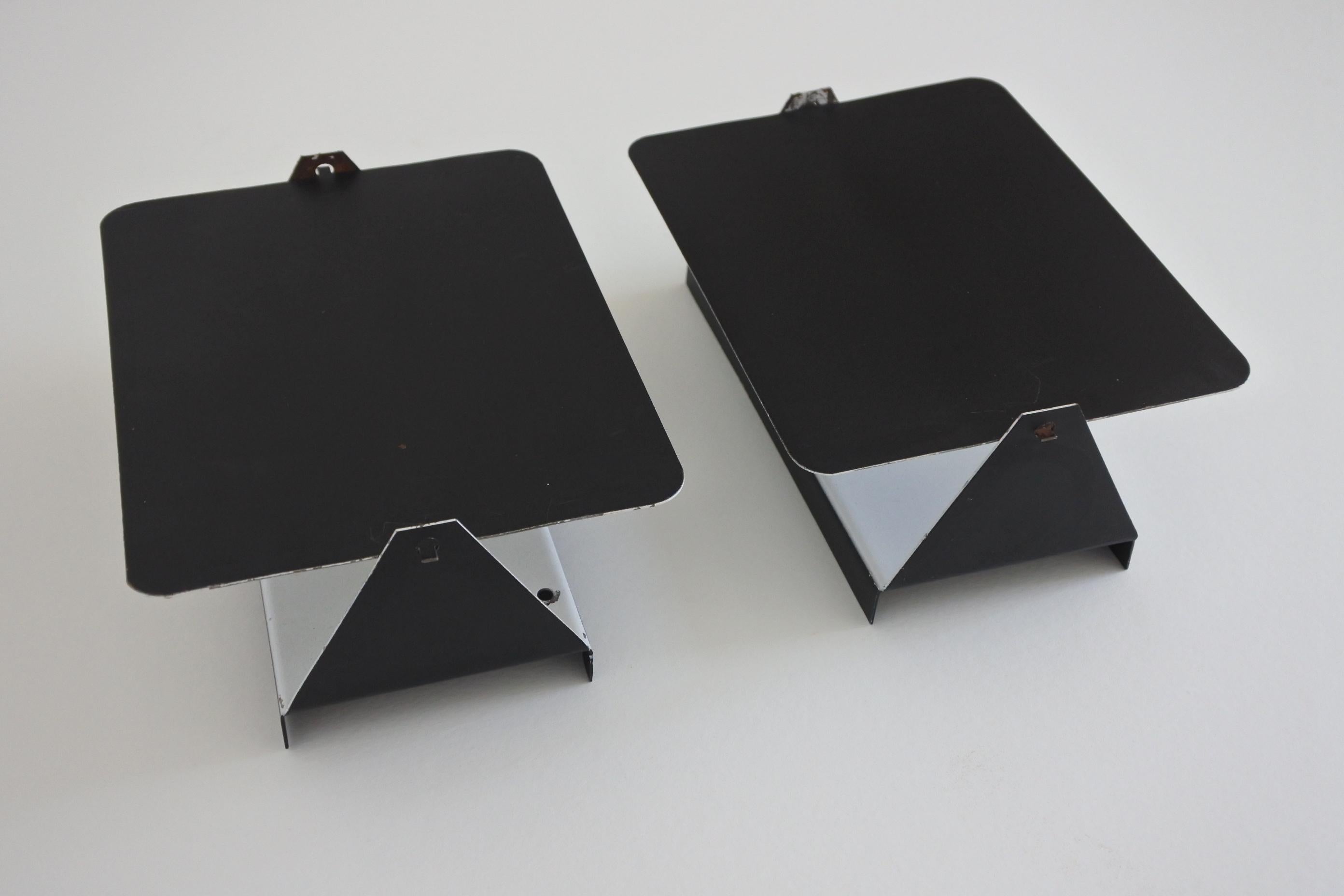Pair of Charlotte Perriand CP1 Black Metal Sconces, France, Late 1960s In Good Condition In La Teste De Buch, FR