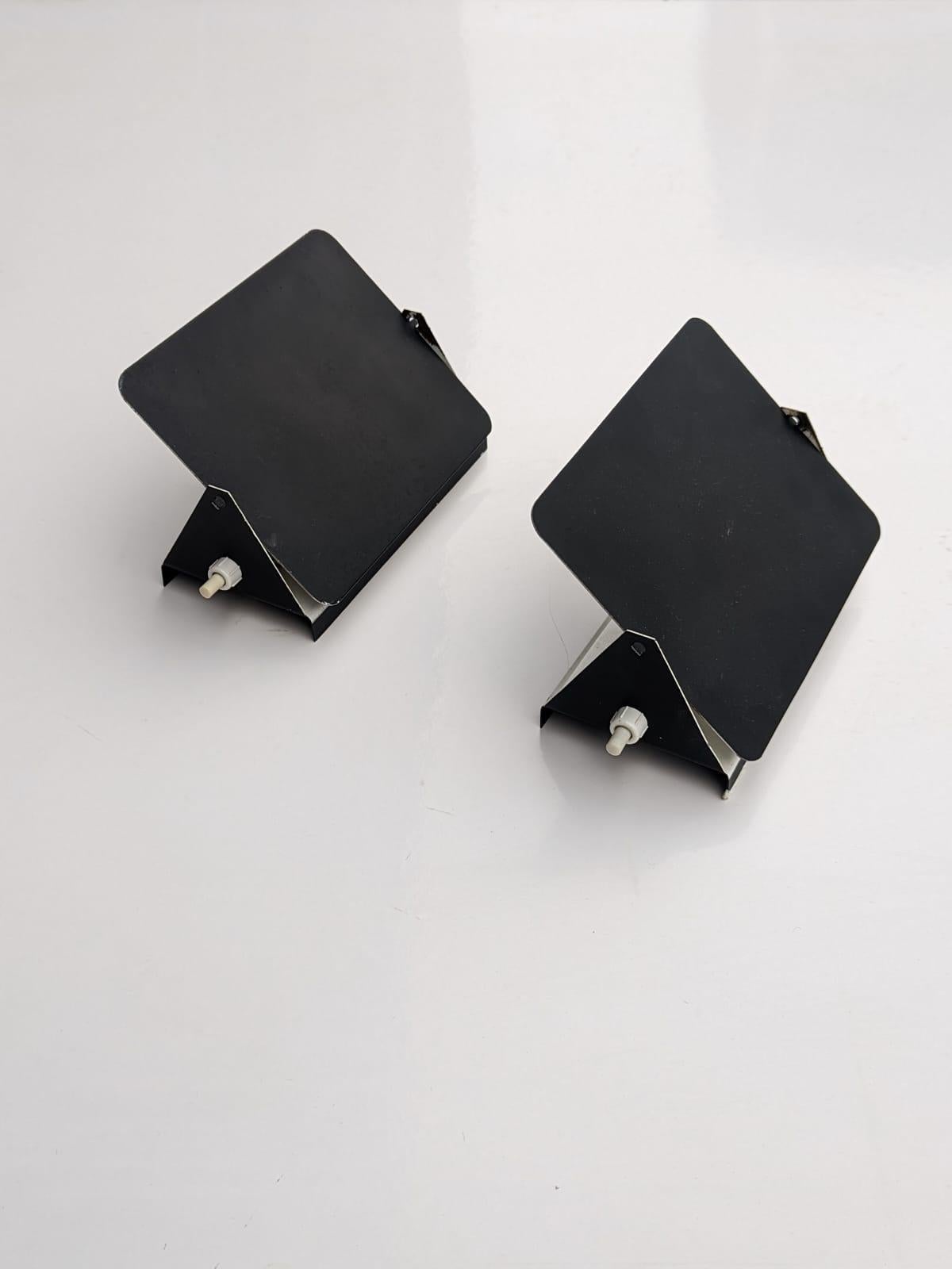 Pair of Charlotte Perriand CP1 Black Metal Sconces, France, Late 1960s 3