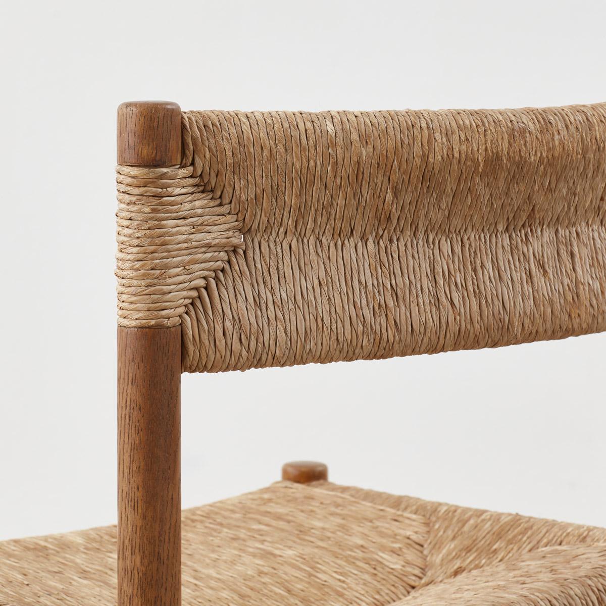 Straw Pair of Charlotte Perriand Dordogne Chairs for Robert Sentou, France c1950 For Sale