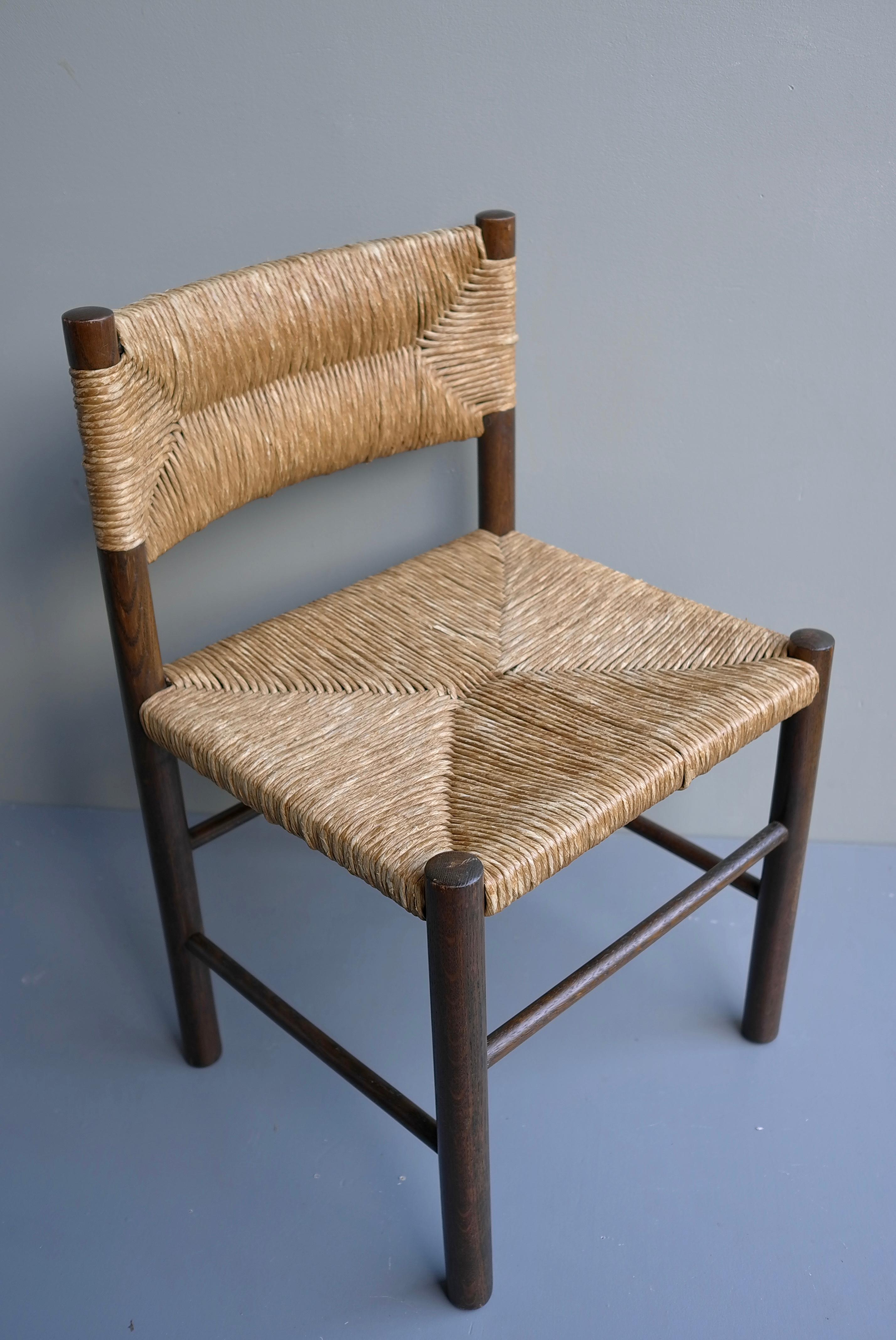 Pair of Charlotte Perriand 'Dordogne' Chairs in Wood and Rush, France, 1960's 2