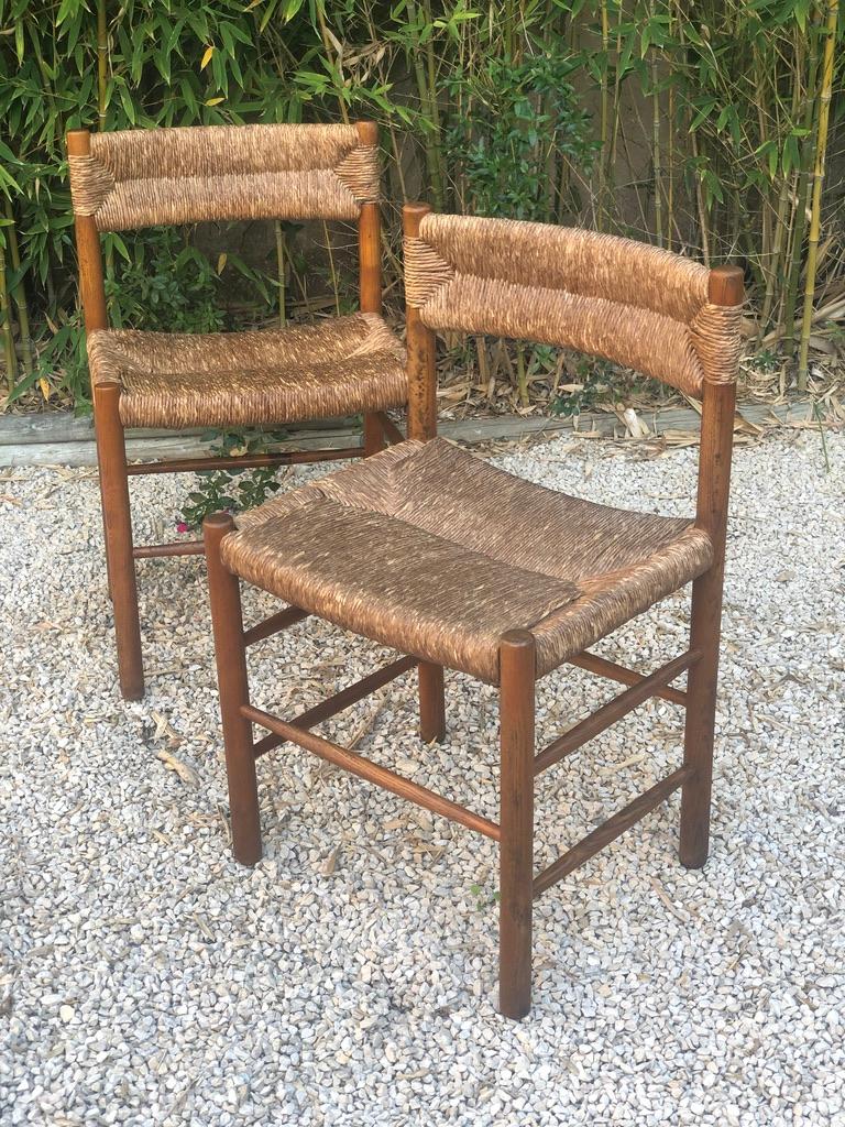 French Pair of Charlotte Perriand 'Dordogne' Chairs Robert Sentou Edition, France, 1960